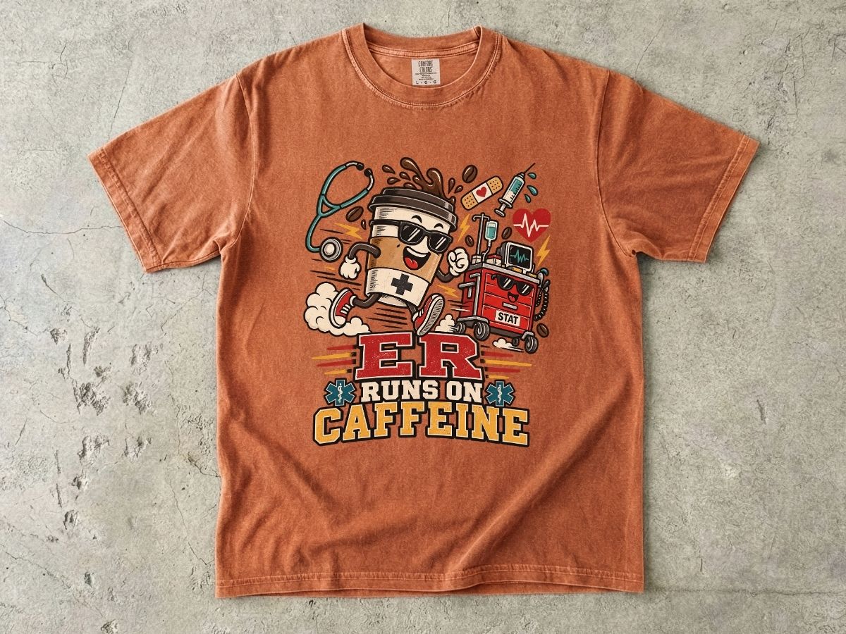 ER Runs on Caffeine Nurse Shirt | ER Nurse Graphic Tee