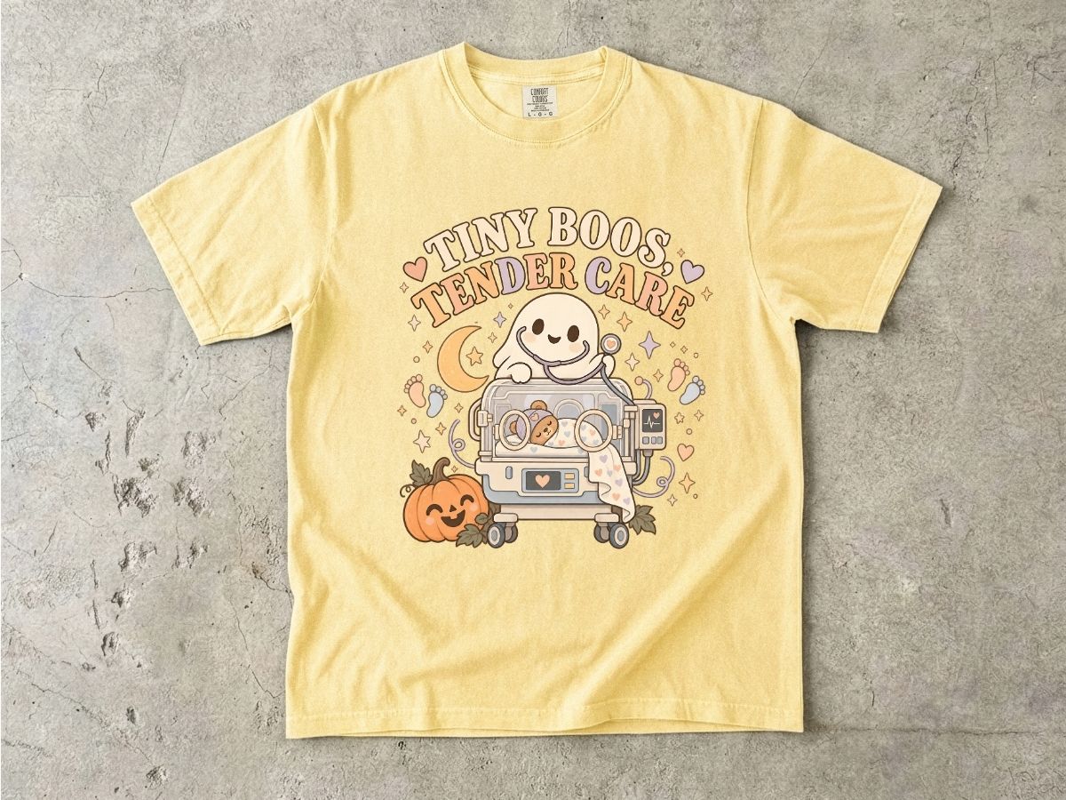 NICU Nurse Halloween Shirt | Tiny Boos Tender Care RN Tee