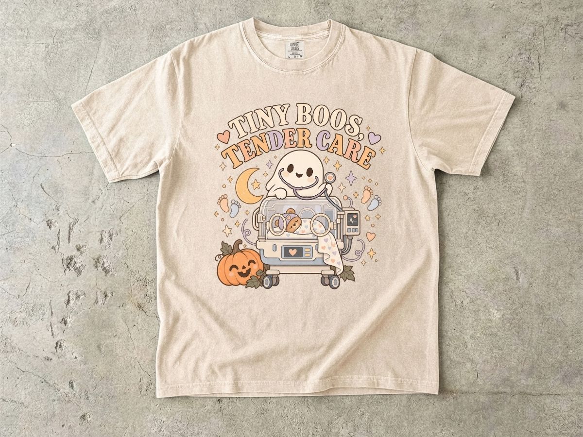 NICU Nurse Halloween Shirt | Tiny Boos Tender Care RN Tee