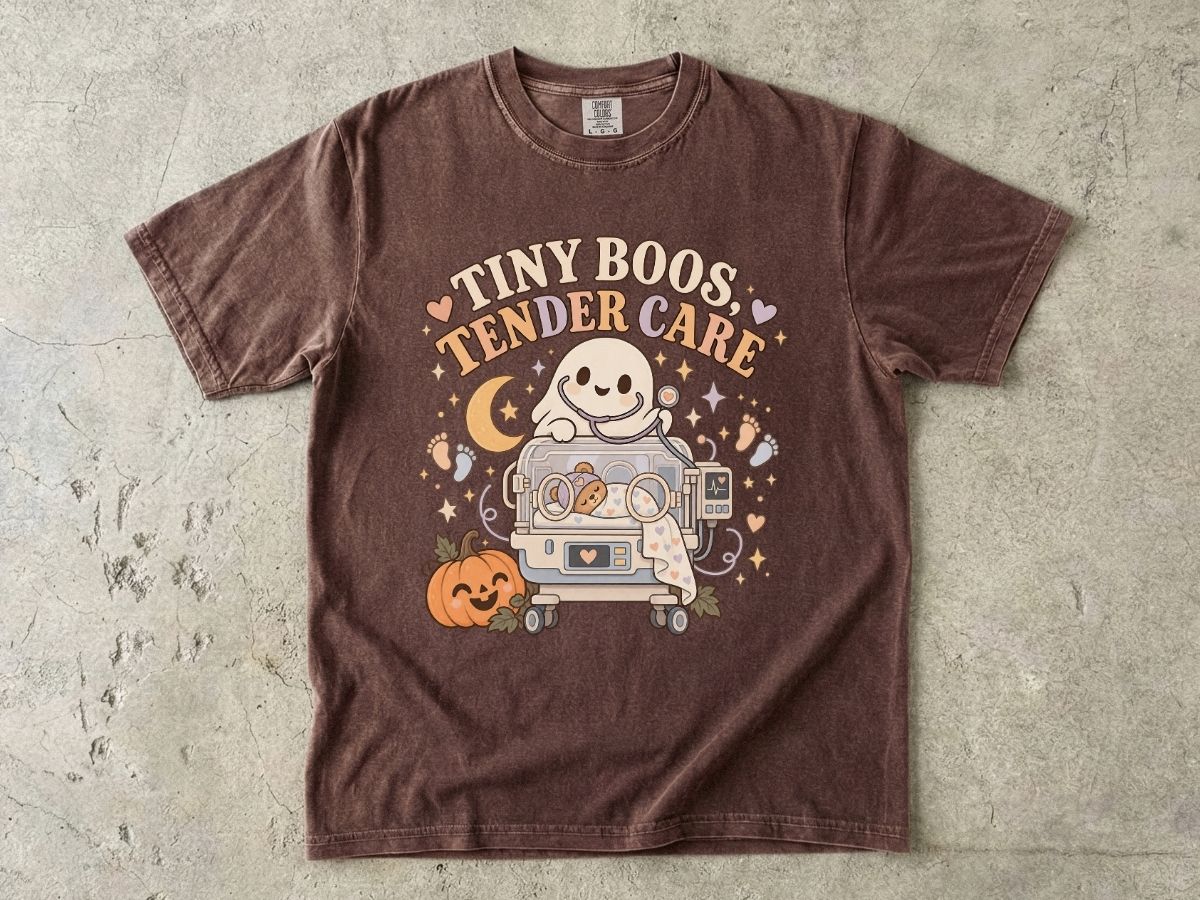 NICU Nurse Halloween Shirt | Tiny Boos Tender Care RN Tee