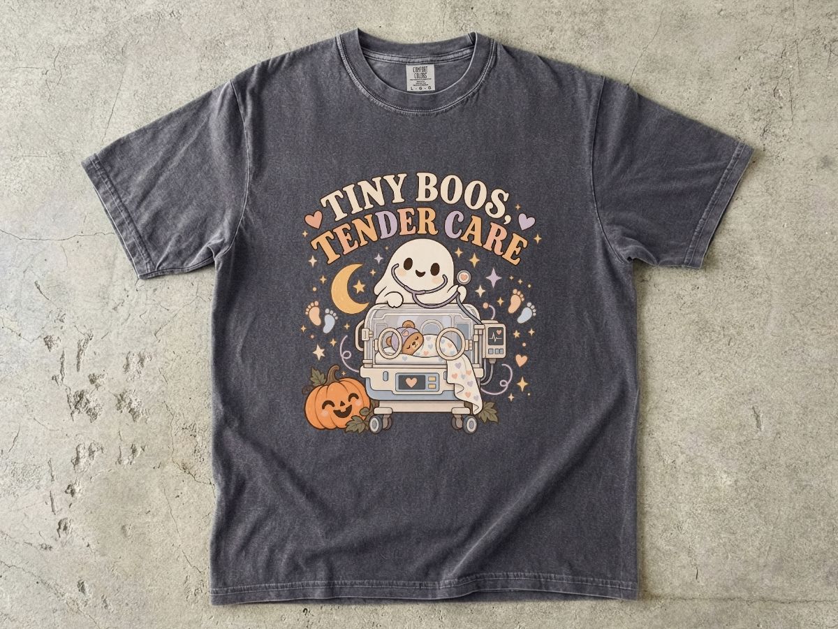 NICU Nurse Halloween Shirt | Tiny Boos Tender Care RN Tee