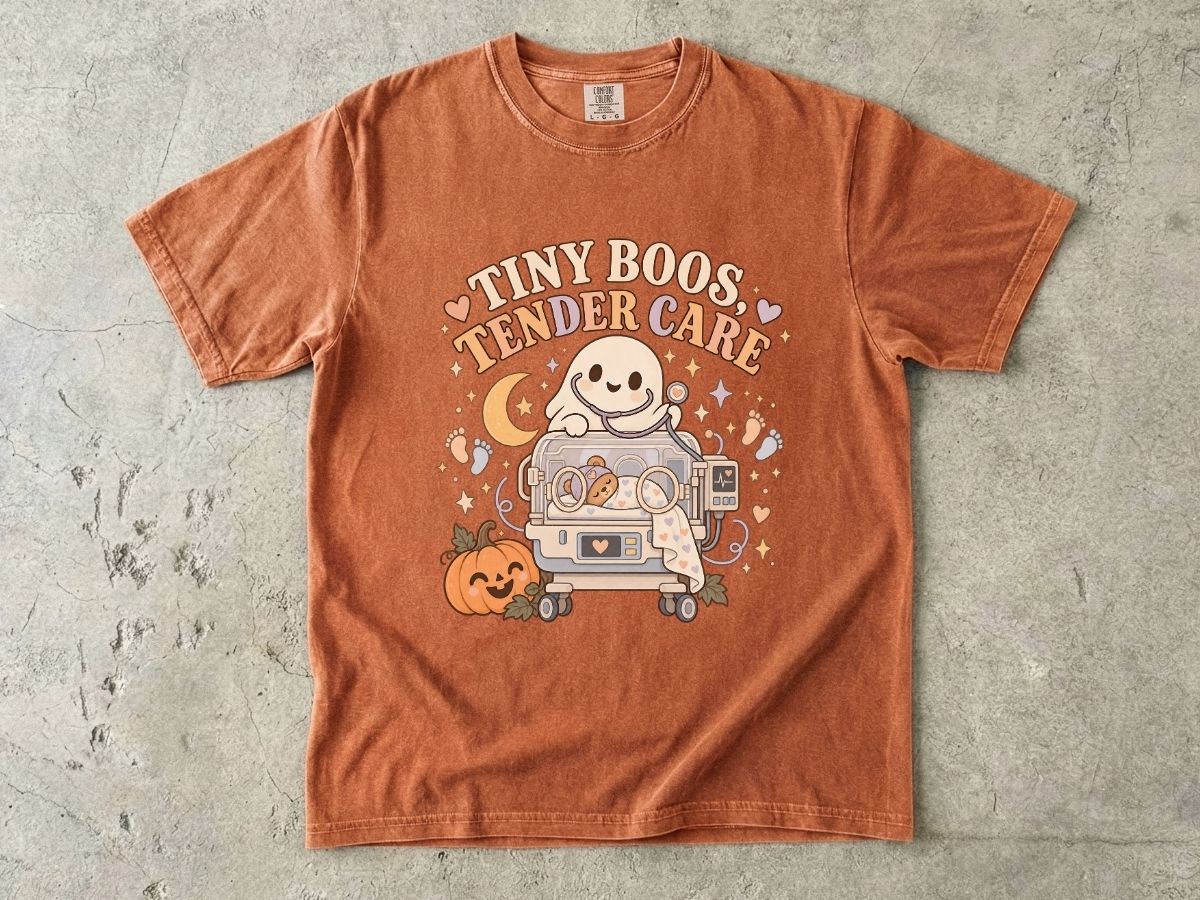 NICU Nurse Halloween Shirt | Tiny Boos Tender Care RN Tee