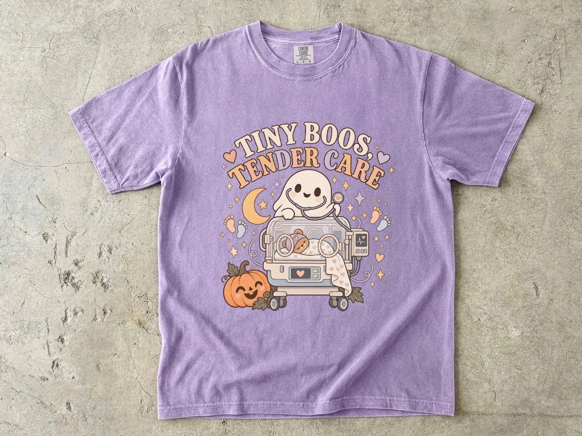 NICU Nurse Halloween Shirt | Tiny Boos Tender Care RN Tee