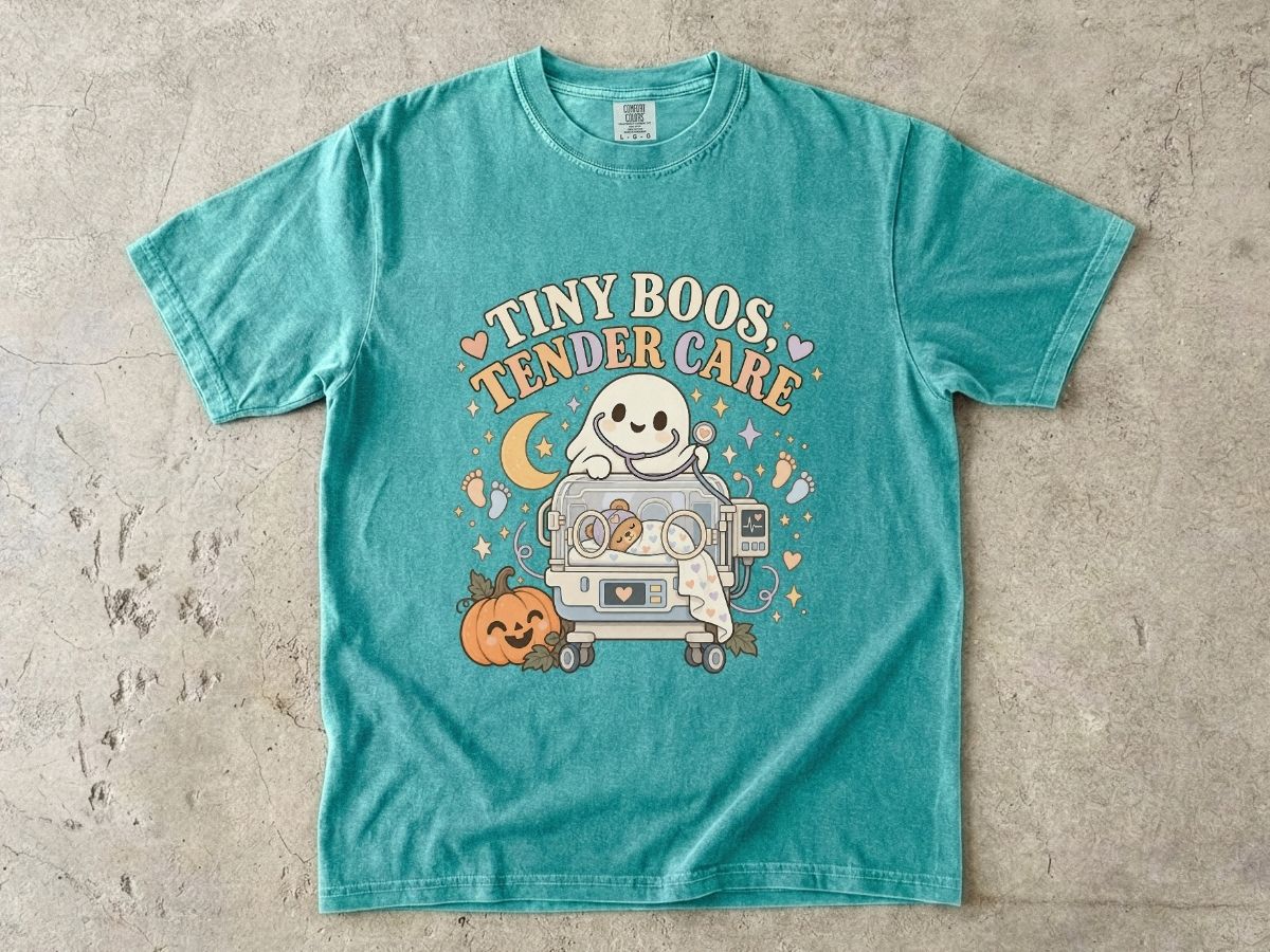 NICU Nurse Halloween Shirt | Tiny Boos Tender Care RN Tee